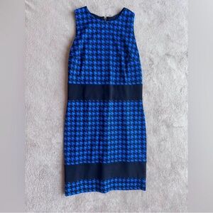 Michael Kors Blue and Black Houndstooth Midi Dress